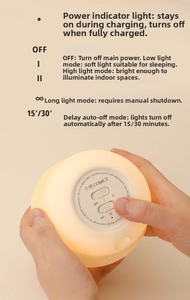 Detail of the silicone mushroom lamp base with USB port and timer switches