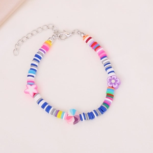 Colorful Bohemian handmade beaded bracelet with star, heart and flower charms