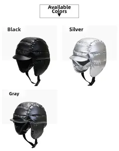 Winter thermal trapper hats in black, silver, and grey with windproof waterproof fabric
