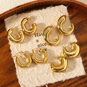 Stainless Steel 18K Gold Plated G-Shaped Hollow Earrings For Women Minimalist Geometric Hoop Earrings Fashion Jewelry Gift