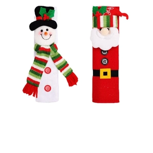 Christmas snowman and Santa appliance handle covers set for microwave and oven
