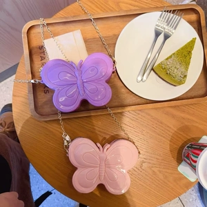 Sacs papillon mignons en rose et violet avec chaînes en métal pour petites filles