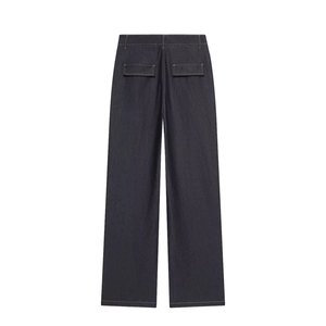 Women's dark blue wide-leg denim jeans shown from a clean back flat-lay view