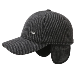 Winter wool baseball cap for men with foldable ear flaps and Sport Classic metal tag