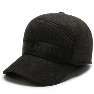 Dunkelgraue Winter-Baseballkappe für Herren mit Fleecefutter und schwarzem Buchstabenband