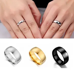 Minimalist Titanium Steel Smooth Polished Band Ring For Men Women Couple Plain Simple Geometric Finger Jewelry Simple Design