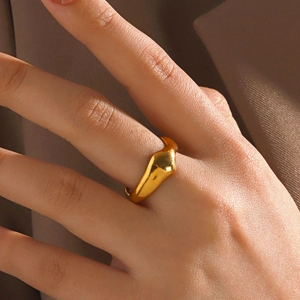Fashion Stainless Steel Irregular Wave Open Adjustable Ring Minimalist Geometric Liquid Metal Texture Finger Ring For Women Jewelry