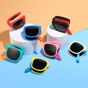 Kids Sunglasses Foldable Fashion Square Frame Retro Style Anti-UV Portable Travel Eyewear Boys Girls