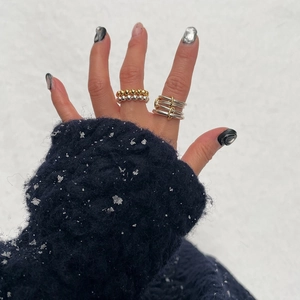 Minimalist 925 sterling silver beaded rings with gold and silver stacked metal design