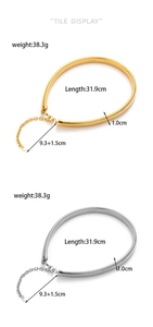 Flat lay of gold and silver snake chain chokers with detailed length and weight specs