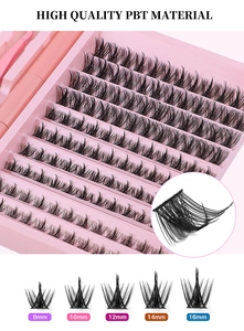 Détail kit d'extensions de cils DIY en PBT avec accessoires de 8mm à 16mm de long