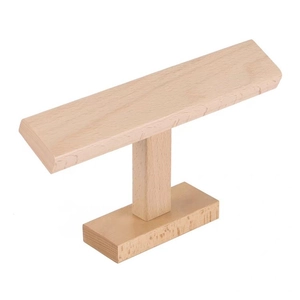 Solid wood T-bar watch stand with natural grain for jewelry and bracelet display