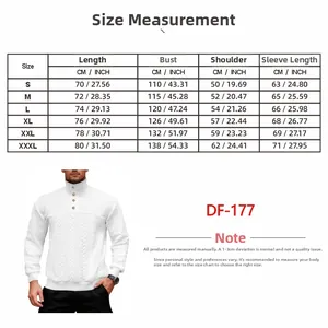 Detailed size chart with measurements for American vintage quarter-zip knit sweatshirt