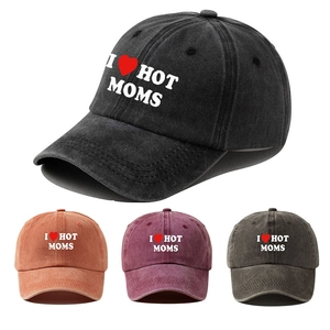 Washed cotton baseball cap for women and men in black, orange, burgundy, and dark grey