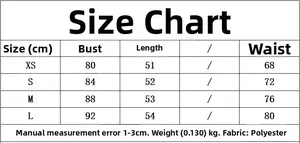 Detailed size chart for square neck vest top showing bust and waist dimensions in cm