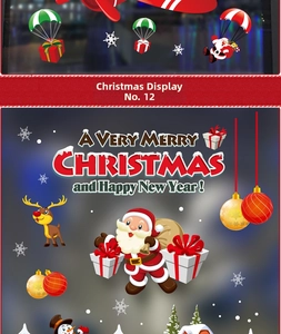Detailed Christmas window stickers with Santa, reindeer and snowflakes patterns