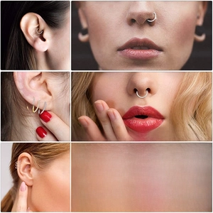 Multiple styles of 316L stainless steel seamless rings for nose, lip, and ear piercings