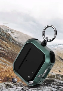 Coque robuste pour AirPods Pro avec finition vert métallisé et pare-chocs en TPU