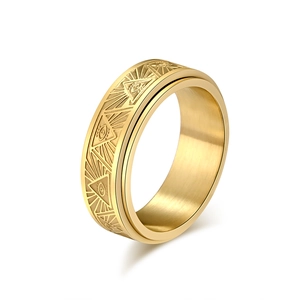 Ancient Egyptian Horus Eye Providence Spinner Ring Stainless Steel Rotatable Anxiety Ring For Men Women Gothic Jewelry Gift