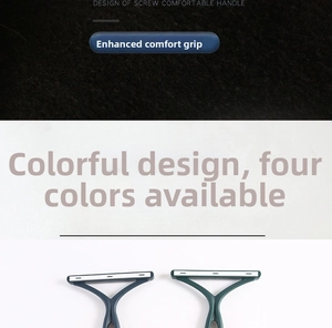 Ergonomic T-shaped manual lint remover tool for clothes with colorful handle design
