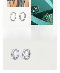 Detail of 925 sterling silver hoop earrings with colorful cubic zirconia and dimensions