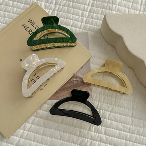 French minimalist acetate hair claw clips set in four elegant marble colors