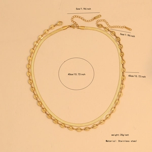 Tabella dettagliata delle taglie della collana a strati in oro con dimensioni dei componenti