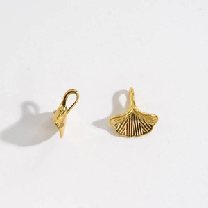 14K gold plated stainless steel ginkgo leaf pendants for jewelry making DIY projects