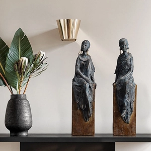 Figurines africaines rétro en résine pour décoration créative de salon chic