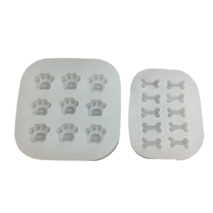 Silicone mold set featuring 9-cavity cat paw and 10-cavity bone shapes for DIY baking