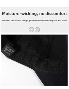 Detailed view of 100% cotton inner lining and wide sweatband of a thermal baseball cap