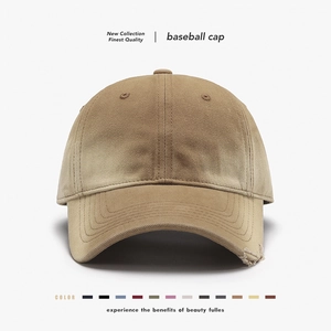 Vintage Distressed Baseball Cap Washed Cotton Twill Retro Adjustable Sun Hat With Worn Ripped Edges For Men Women Casual