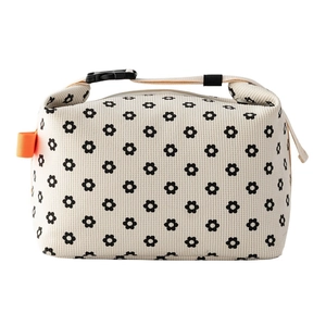 Corduroy thermal lunch bag with daisy print, large insulated dumpling tote for food