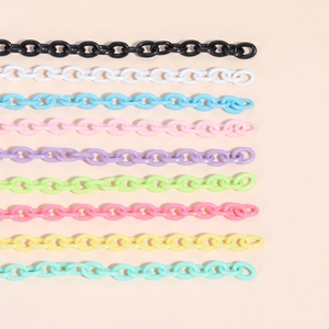 Colorful 6x8mm acrylic closed link chains in various matte pastel colors for DIY jewelry