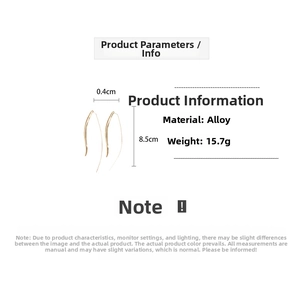 Detail specifications of golden teardrop curve hook earrings in polished alloy material