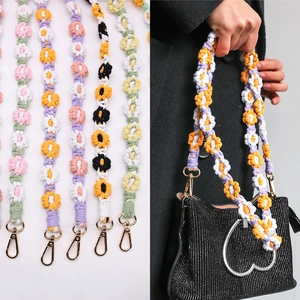 Hand Woven Crochet Flower Lanyard Cotton Rope Daisy Strap For Bag Phone Keyring Accessory Boho Style