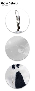 Detail showing the metal swivel hook, white mesh fabric and printed ghost face on windsock