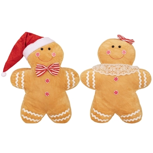 Gingerbread man plush toy set with male and female designs for Christmas gift decor