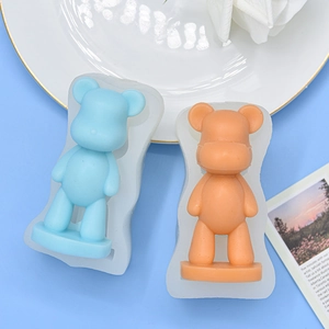 Stampo in silicone orsetto 3D per resina fai-da-te con campioni di orsi blu e arancioni
