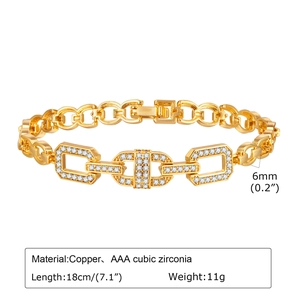 Detailansicht des goldenen Weizen-Armbands mit AAA-Zirkon und Produktabmessungen