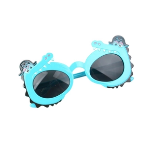 Cute crocodile cartoon sunglasses in bright blue for kids 1-6 years with UV protection