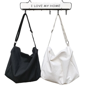 Large minimalist black and white canvas crossbody tote bags with adjustable straps