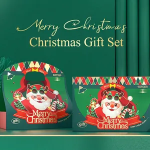 Christmas Gift Box And Handheld Bag Portable White Cardboard Cartoon Santa Claus Retro Holiday Party Candy Snacks Packaging