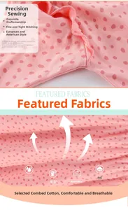 Detail of pink polka dot combed cotton fabric with soft texture and precision stitching