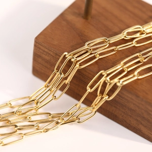 Minimalist 18K gold vacuum plated stainless steel 3mm paperclip chain necklace