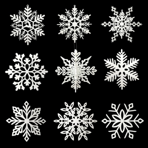White Christmas Snowflake Ornaments Plastic Hanging Decorations For Winter Wonderland Party Home Decor