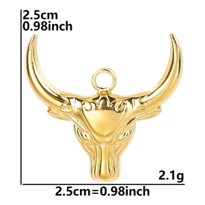 18k gold plated 304 stainless steel bull head pendant for DIY jewelry making