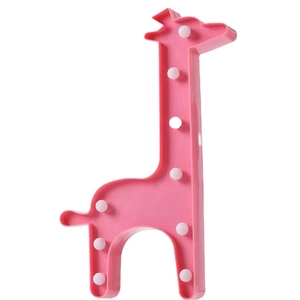 Pink giraffe shaped LED decorative light with warm white bulbs for room decoration