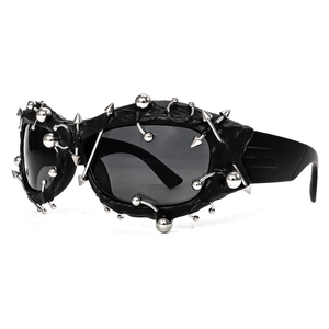 Punk Gothic Rivet Sunglasses Irregular PC Frame Metal Spikes Avant-Garde Eyewear For Party Street Style Unisex
