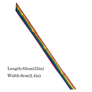 Rainbow striped pet bandana and hair ribbon set measuring 83cm long with satin finish